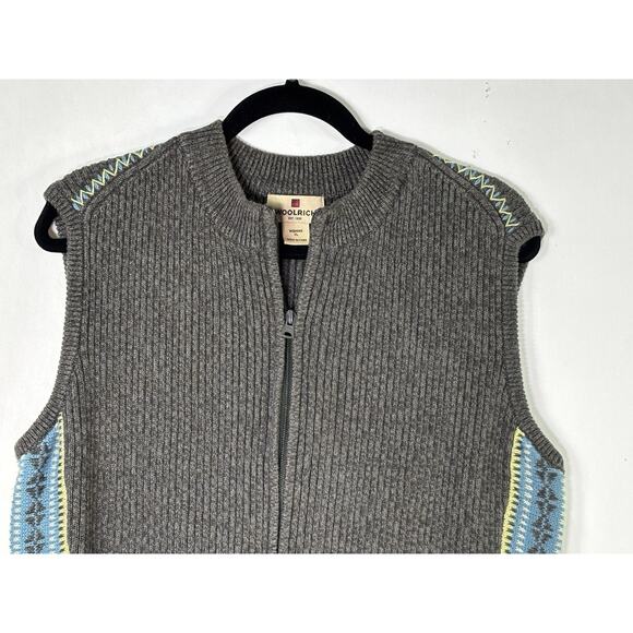 Woolrich Womans Size XL Cotton Blend Knit Zip Front Sweater Vest Gray Blue Green - Picture 2 of 10